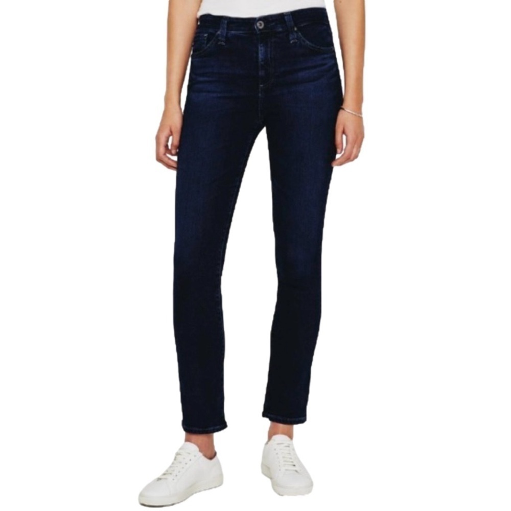AG Adriano Goldschmied The Mari High Rise Straight Jeans Size 24R Dark Wash Blue